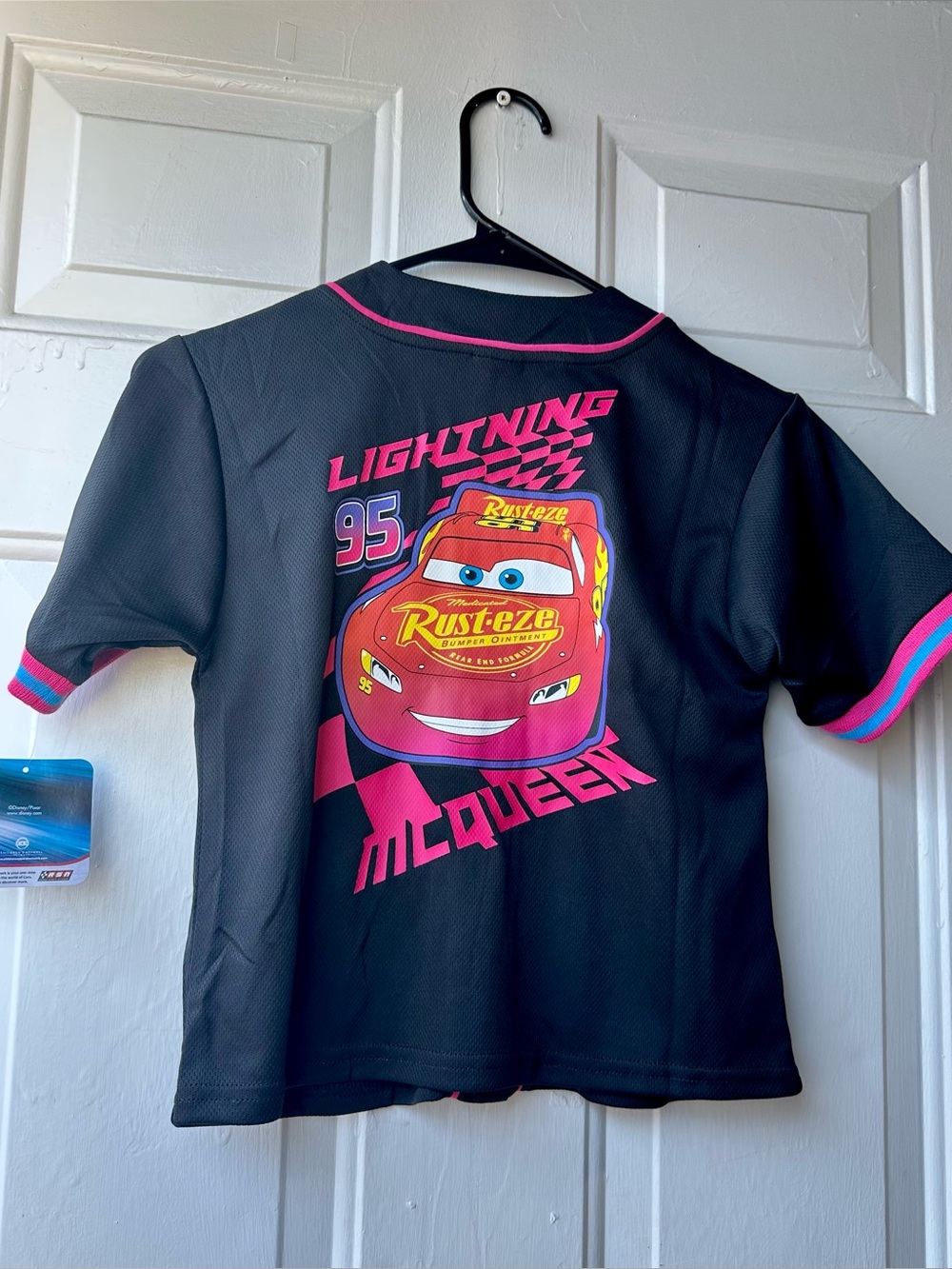 Disney Cars Girl Baseball Jersey with Pink Trim
